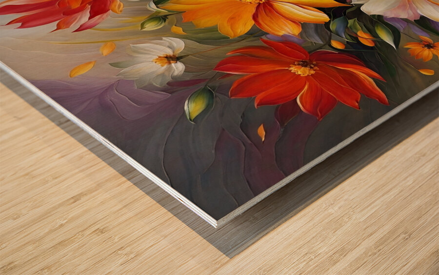 Colorful Floral Art 25 Wood print