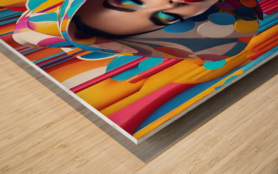 Colorful Abstract Portrait 80 Wood print