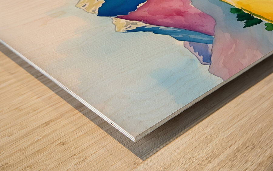 Watercolor Landscape 3 Wood print