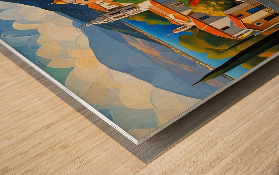 Coastal Village View Wood print