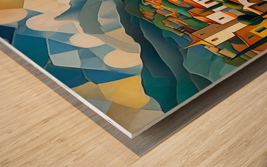 Mediterranean Village Wood print