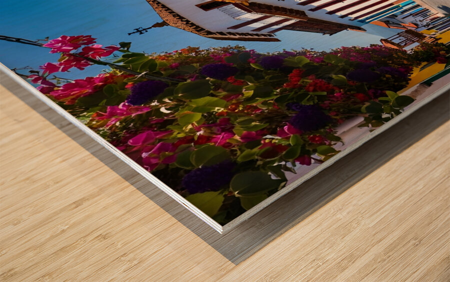 Colorful Cobblestone Street Wood print