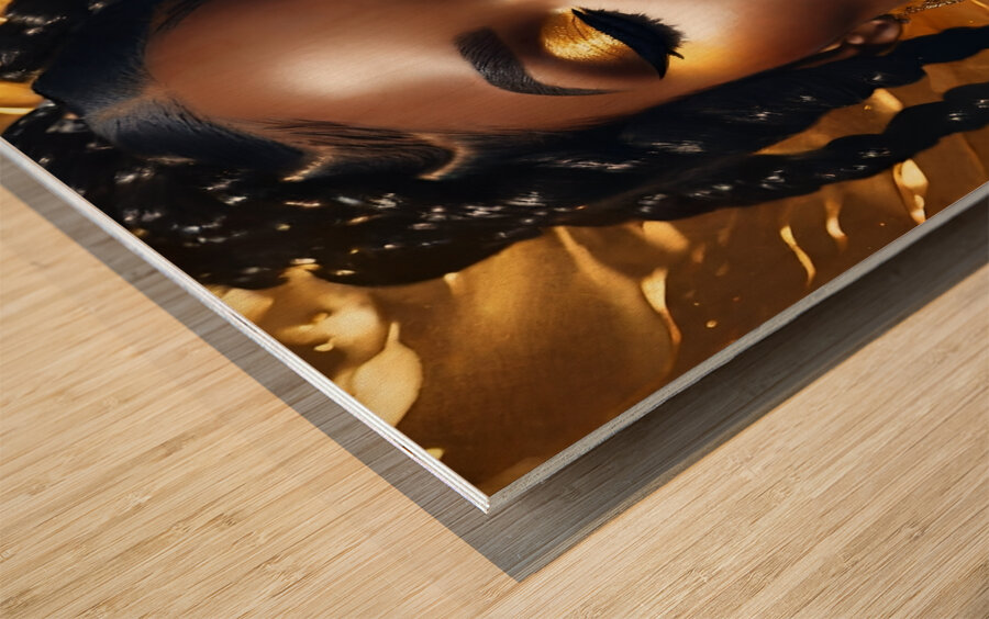 Gold and black 23 Wood print