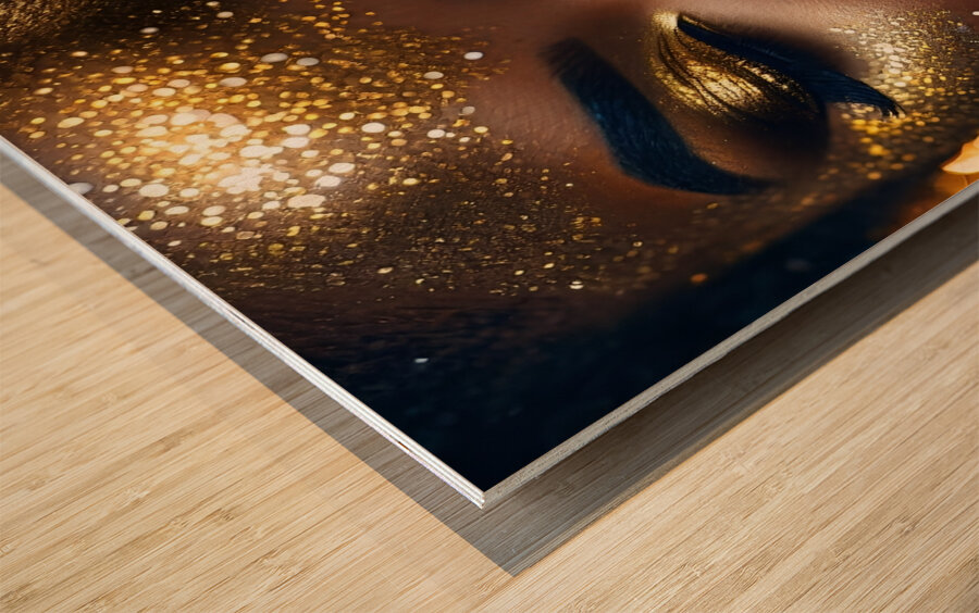 Gold and black 26 Wood print