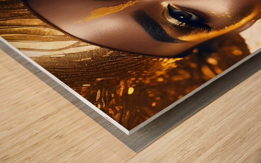 Gold and black 6 Wood print