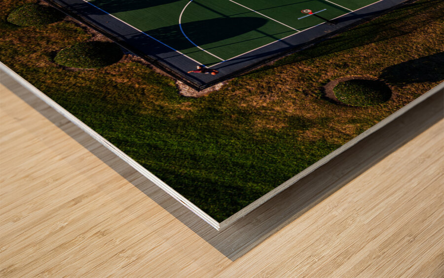 Aerial View - BBall Court  Wood print