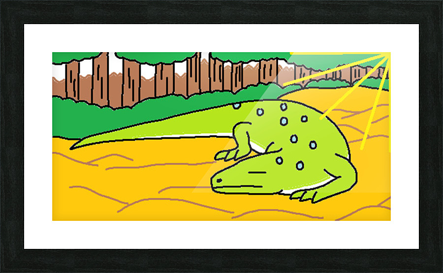an ocellated lizard sunbathes Picture Frame print