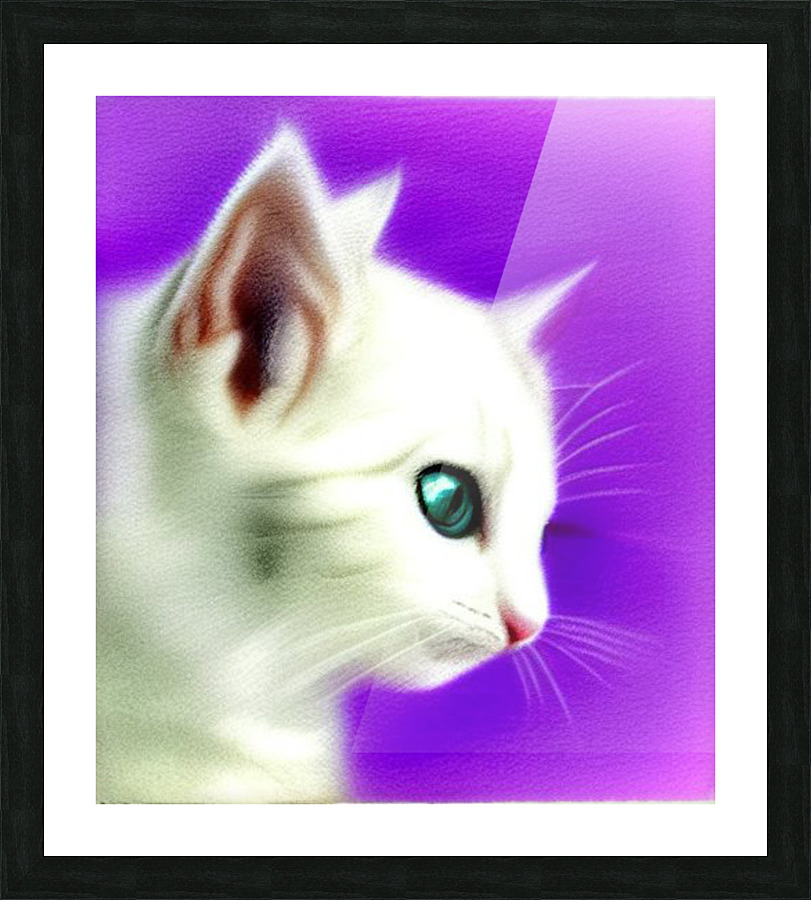 White Cat Picture Frame print