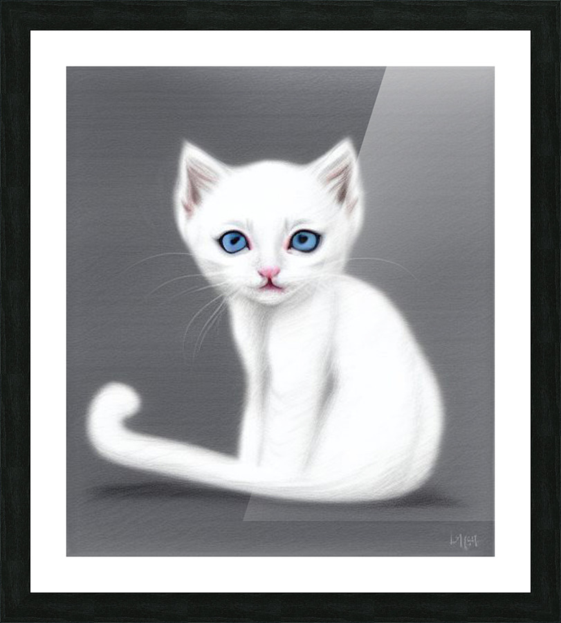White Kitten Picture Frame print