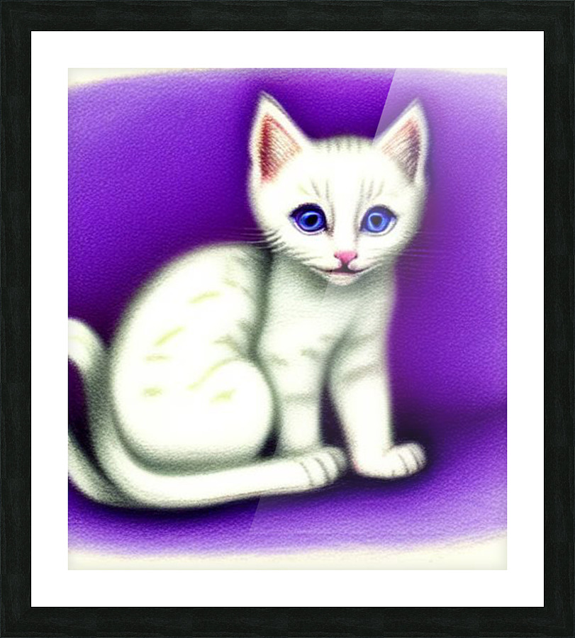 White Kitten Picture Frame print