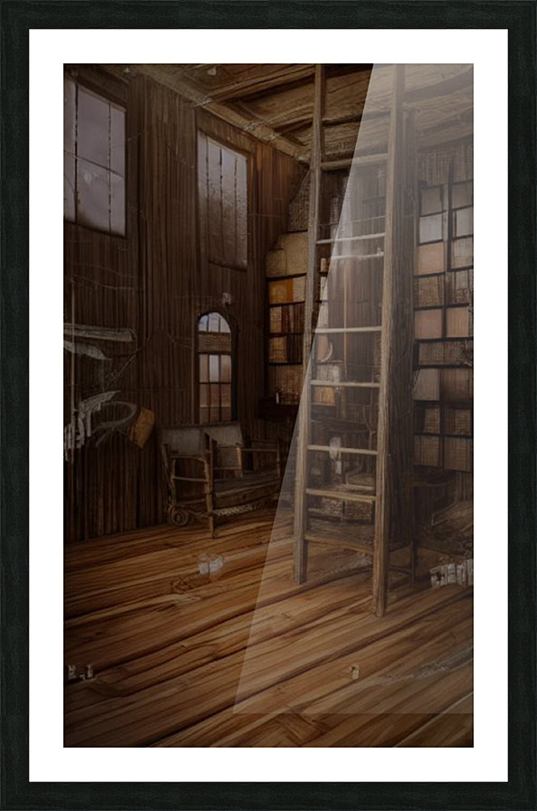 Wooden Library Picture Frame print