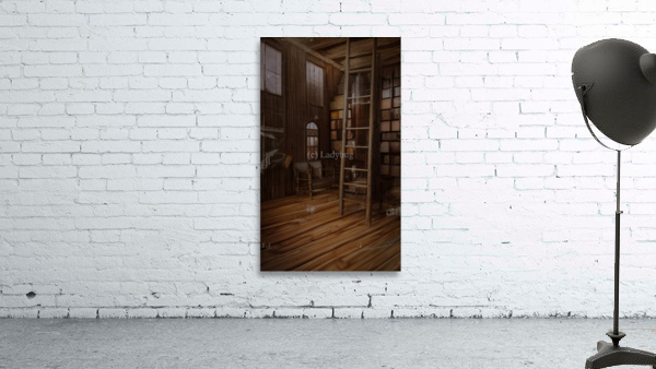 Wooden Library Wall Preview