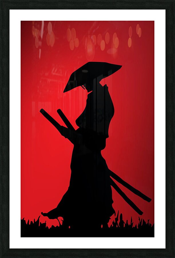 Samurai black dark red Picture Frame print