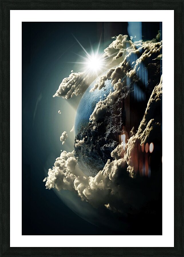 World earth galaxy dark cloud Picture Frame print