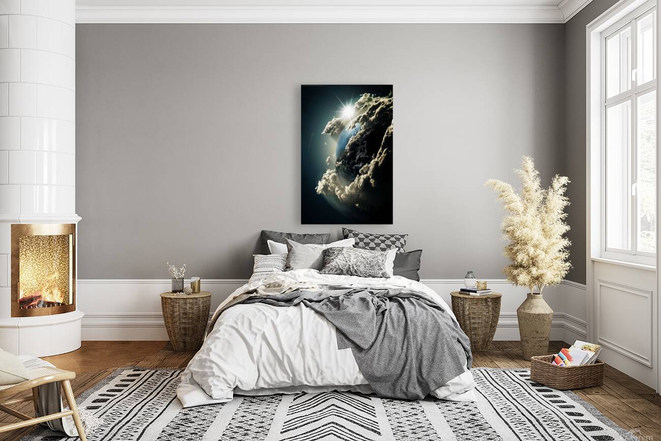 World earth galaxy dark cloud Reproduction