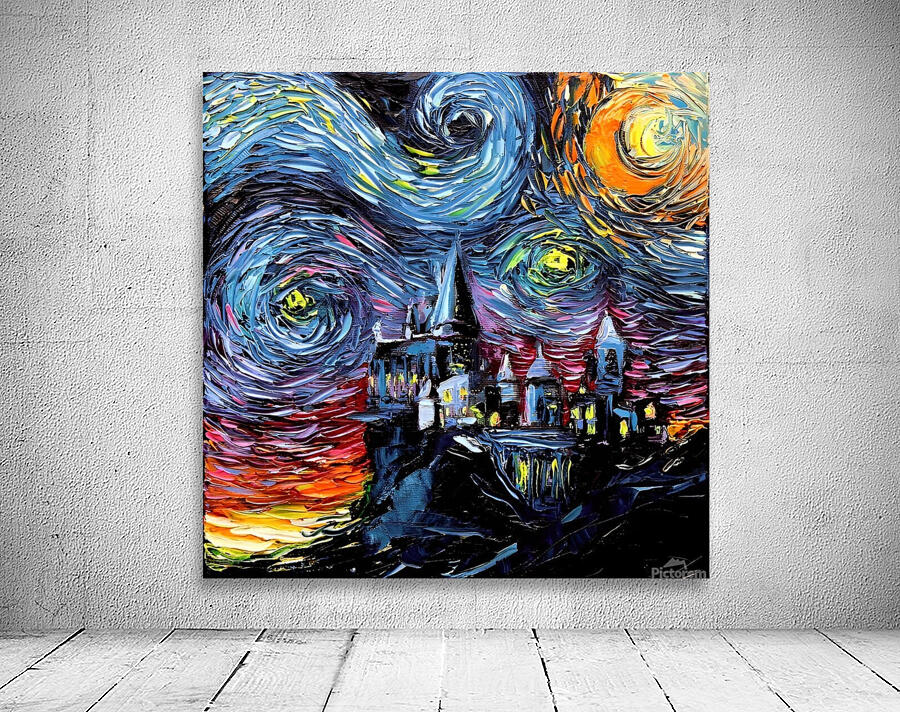 hogwarts castle van gogh starry night by Loissa90 Wall Art