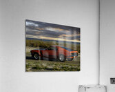 Red Mustang w Black Stripe Rear View Impression acrylique