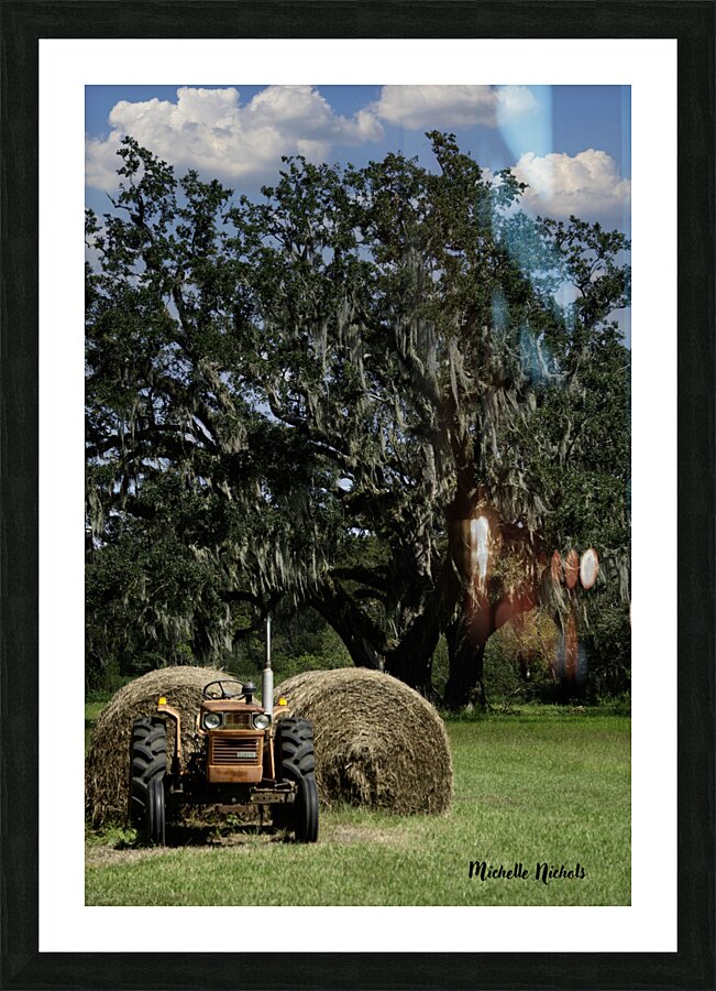 Tractor By The Hay Picture Frame print