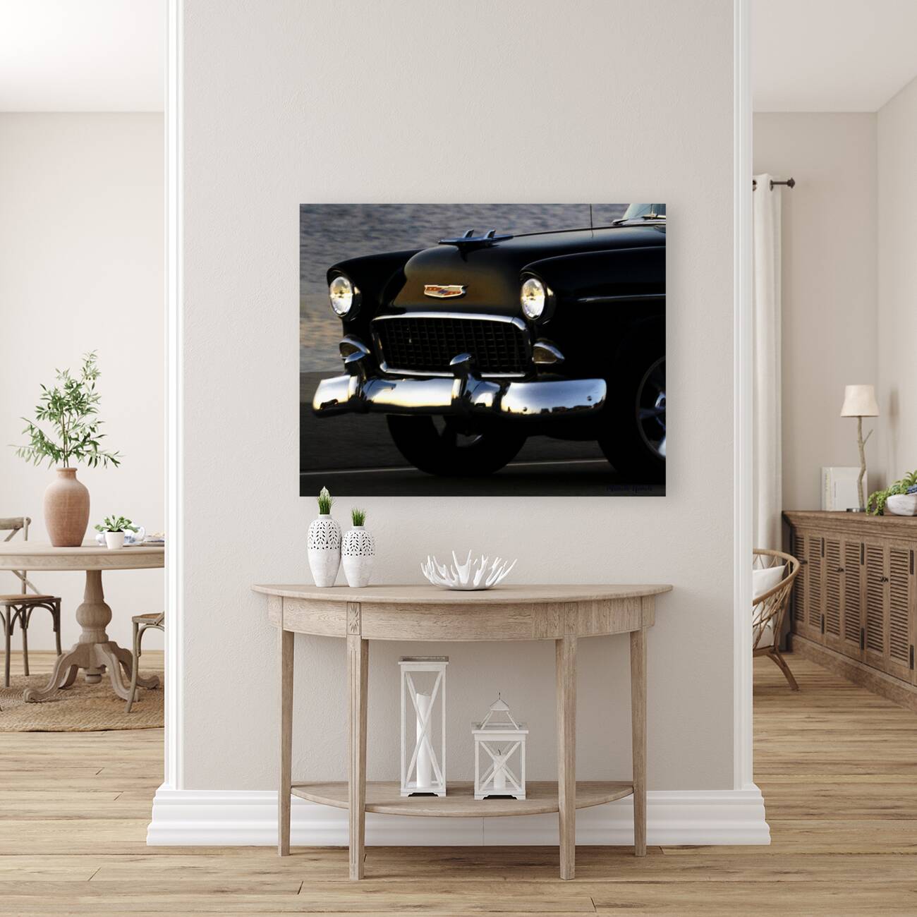 Black Chevy Front View Reproduction