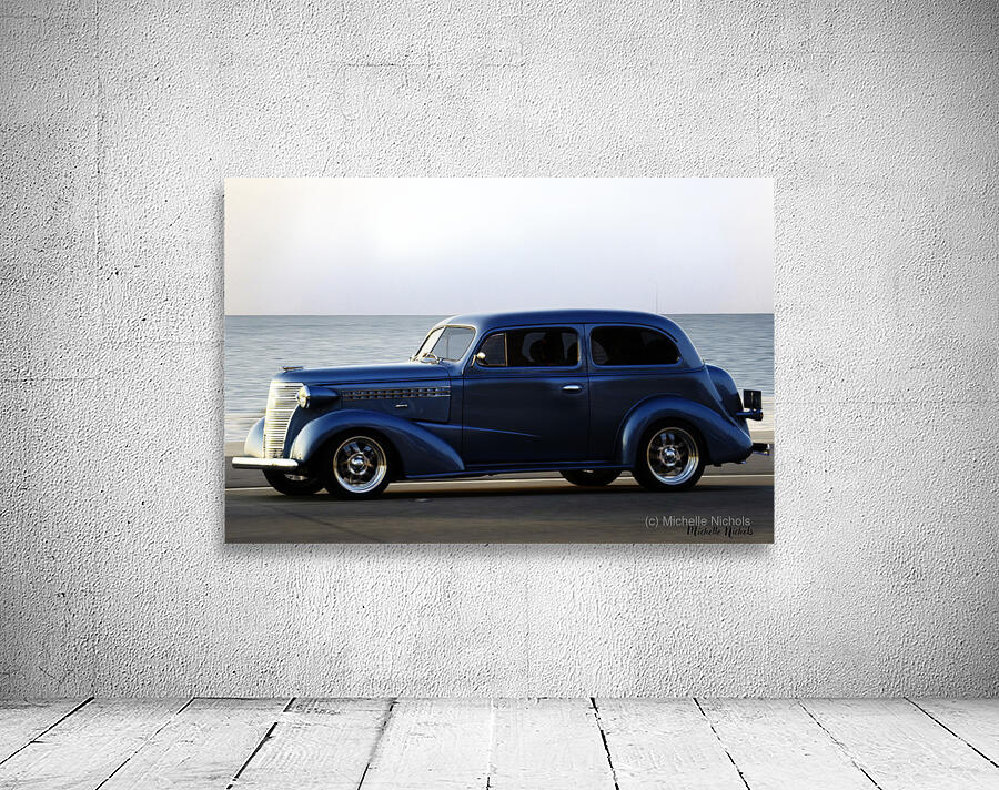 Royal Blue Classic Car on the Beach Wall Preview
