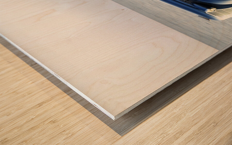 Royal Blue Classic Car on the Beach Impression sur bois