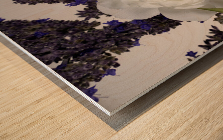 White Rose and Anise Hyssop Impression sur bois