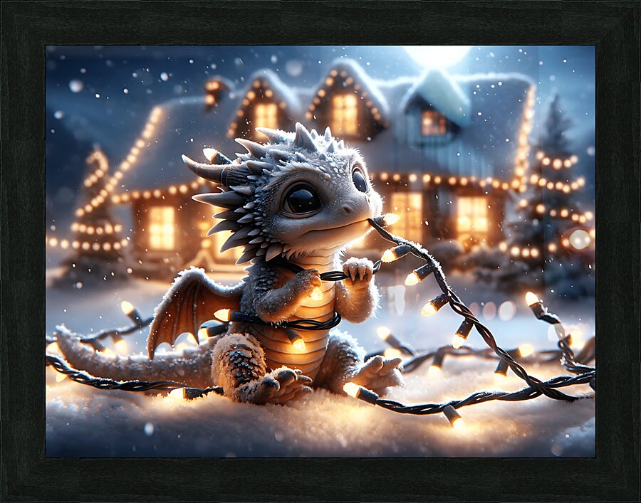 Winter Whimsy Dragon Picture Frame print