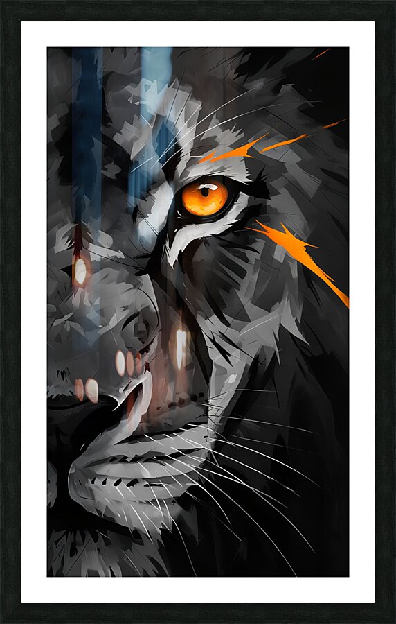 Intense Close Up Of A Fierce Lion s Face Picture Frame print