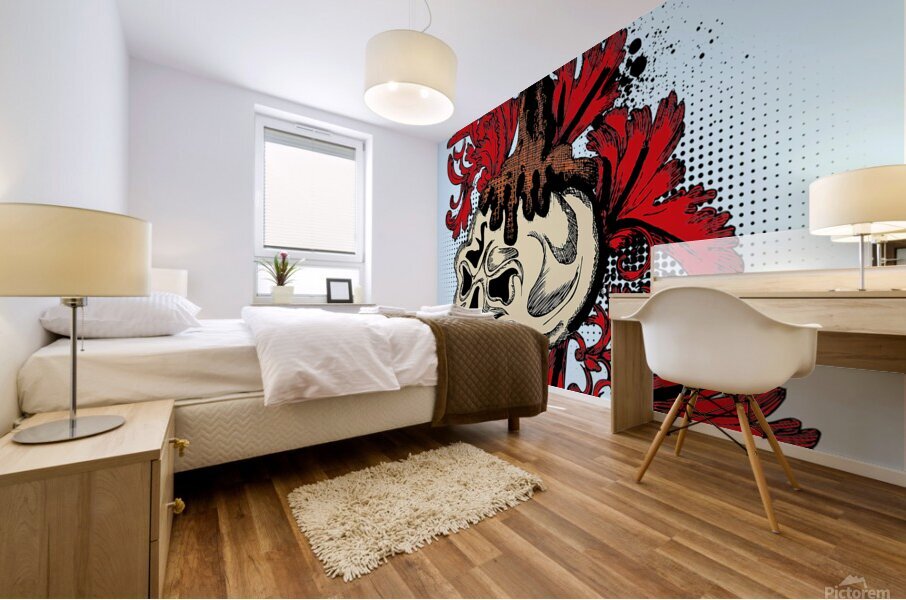 Flowering skull Mural print
