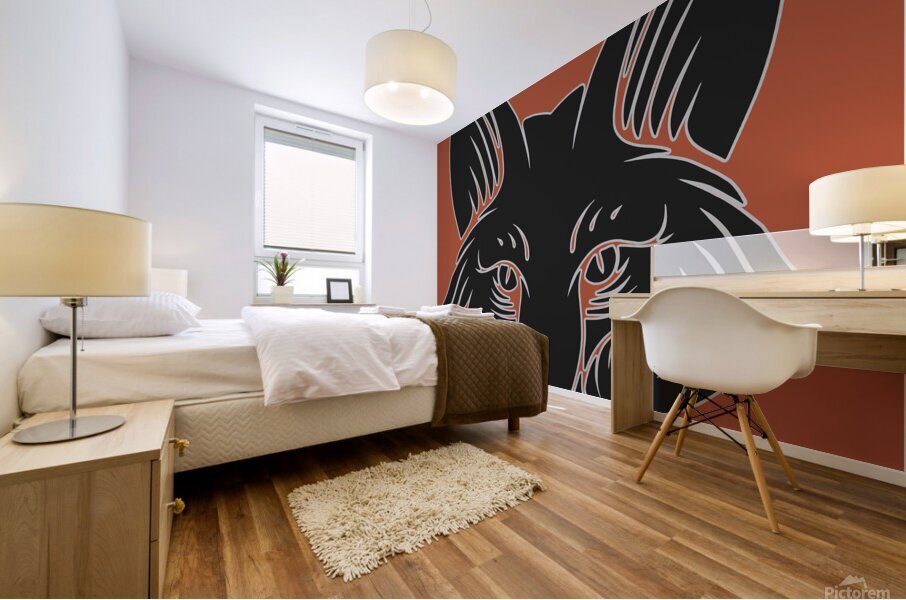 Fox head black Mural print