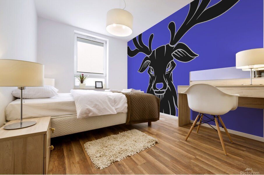 deer head face black Mural print