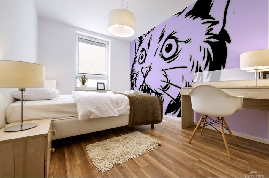 Cat head black Mural print