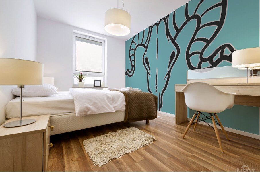 Goat skull head black Mural print