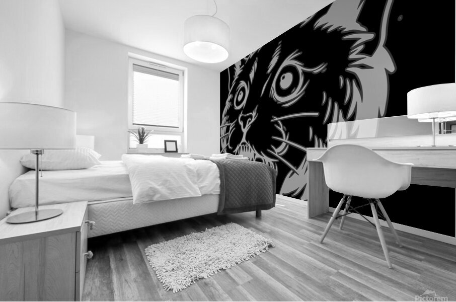 Cat head white Mural print