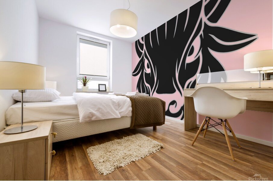Bison head black Mural print