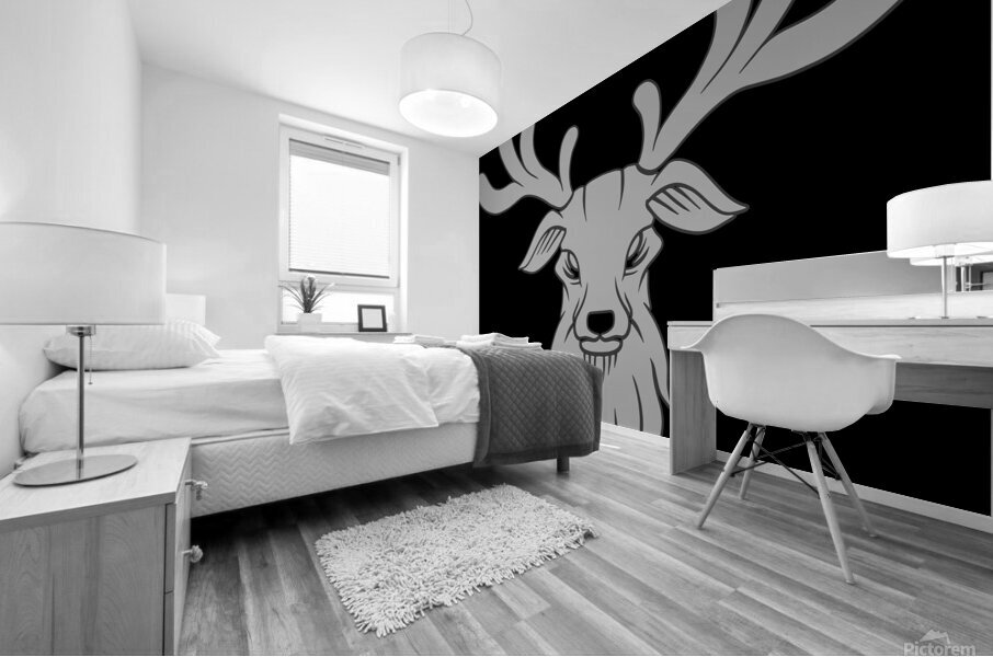 deer head face white Mural print