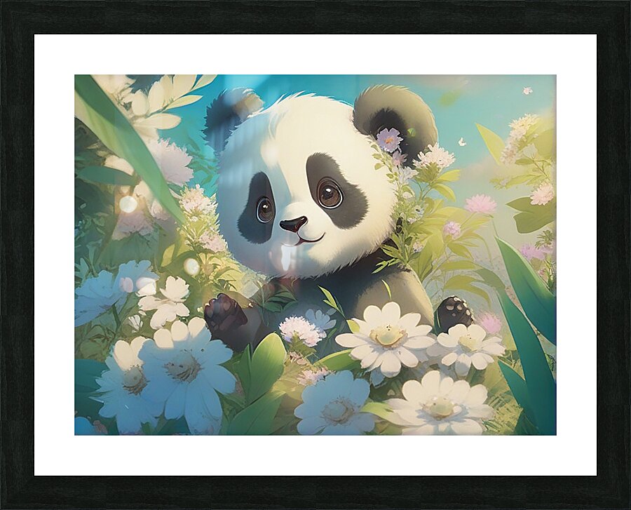 An animestyle digital illustration a baby panda 6 Picture Frame print