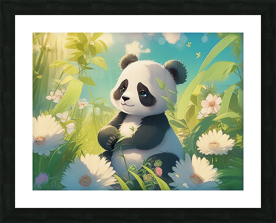 An animestyle digital illustration a baby panda 8 Picture Frame print