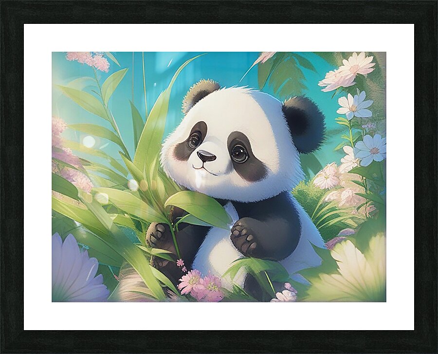 An animestyle digital illustration a baby panda 11 Picture Frame print