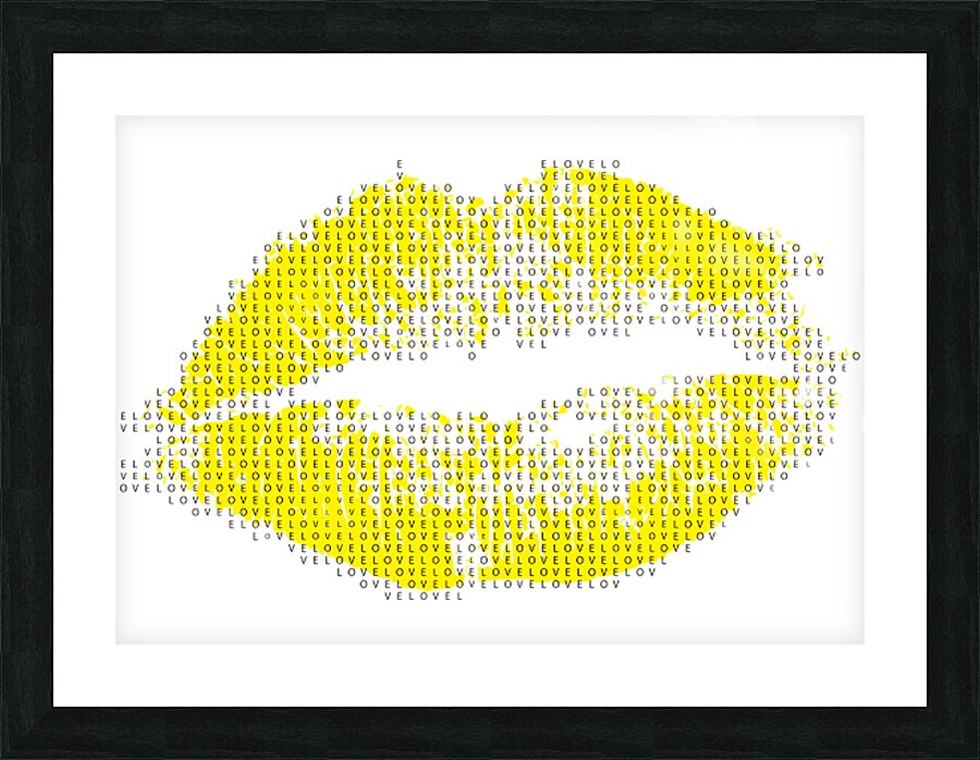 Lips yellow Picture Frame print