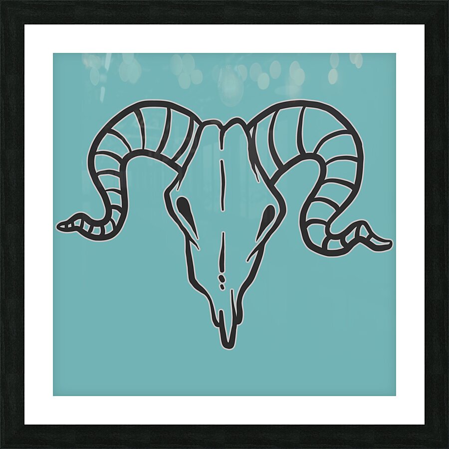 Goat skull head black Picture Frame print