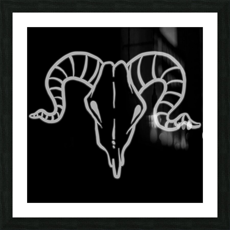 Goat skull head white Picture Frame print
