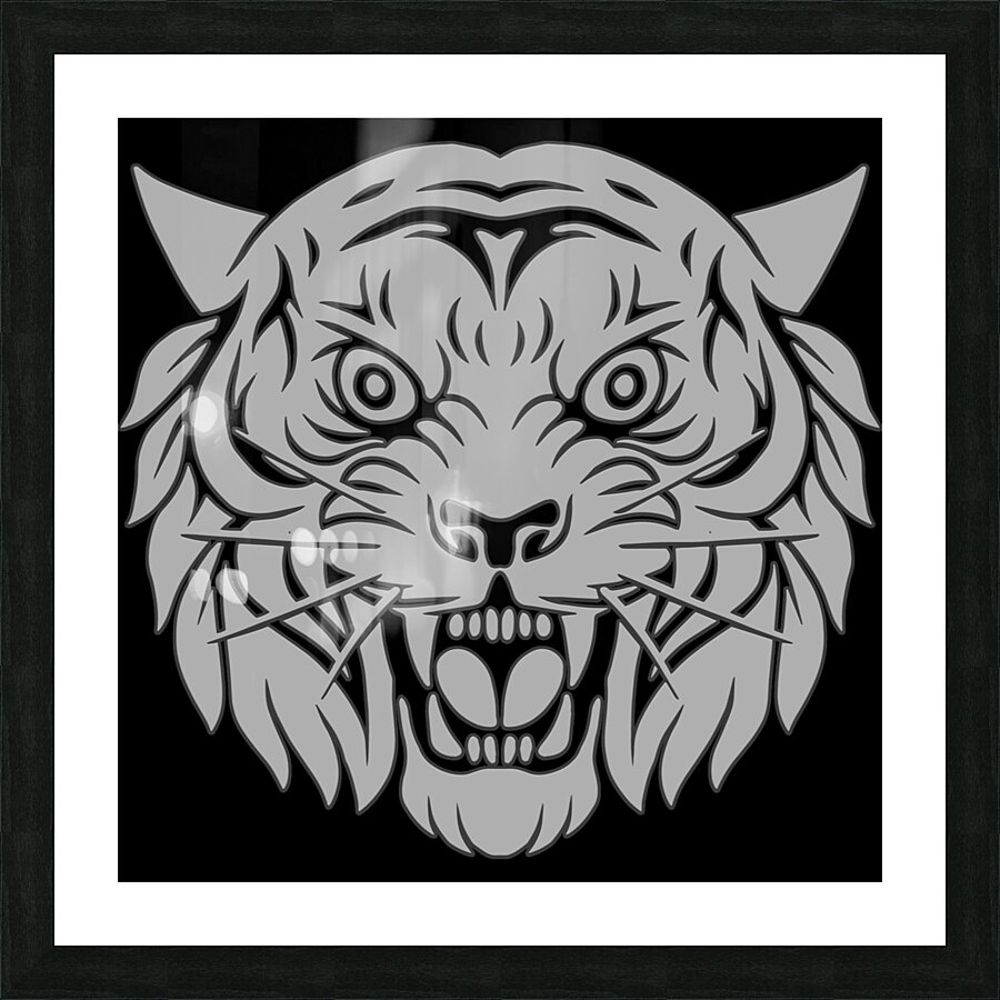 head tiger illustration white Picture Frame print