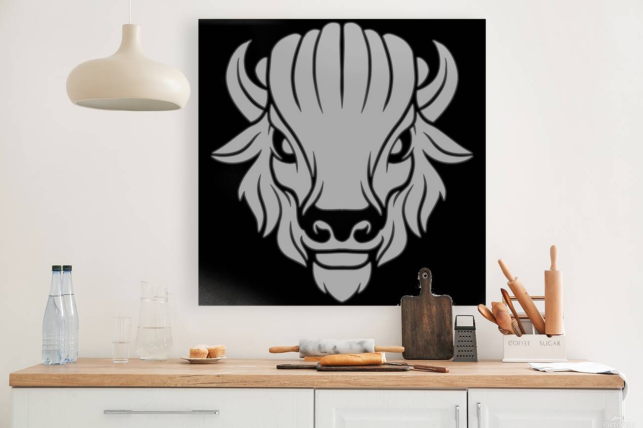 Bison head white Reproduction