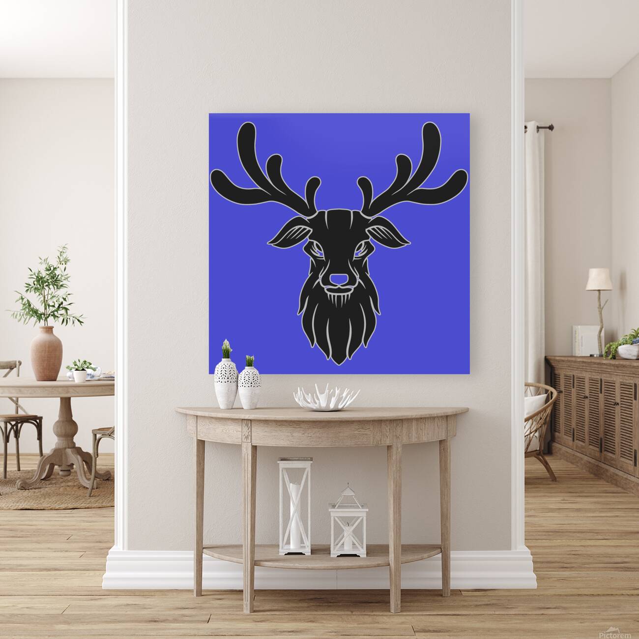 deer head face black Reproduction
