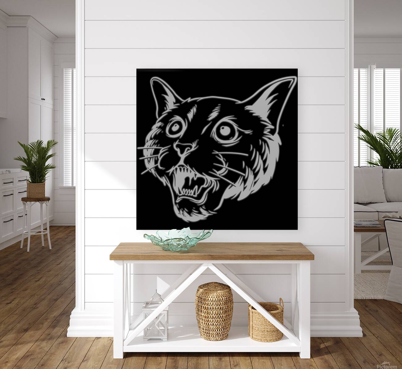 Cat head white Reproduction