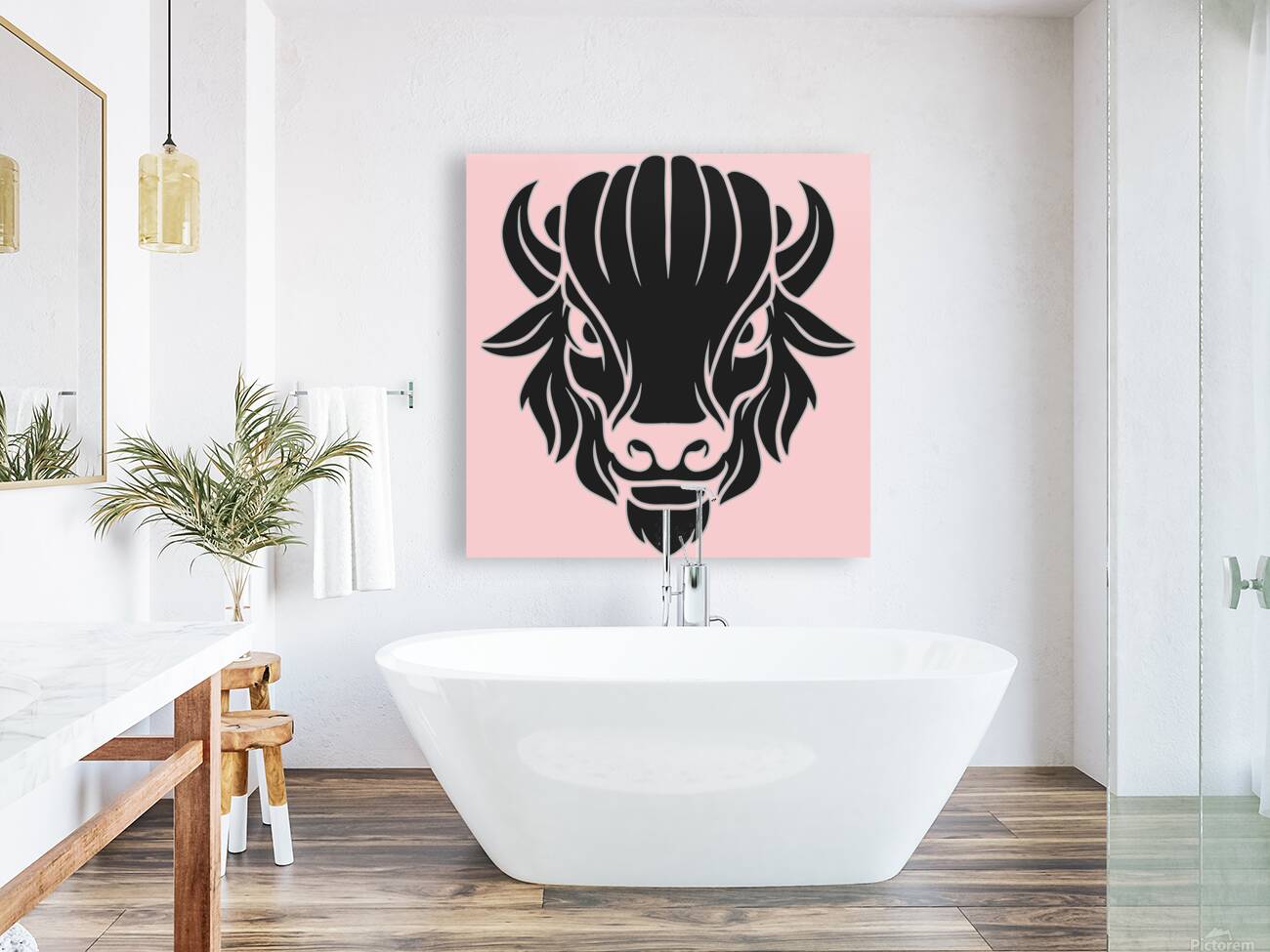 Bison head black Reproduction