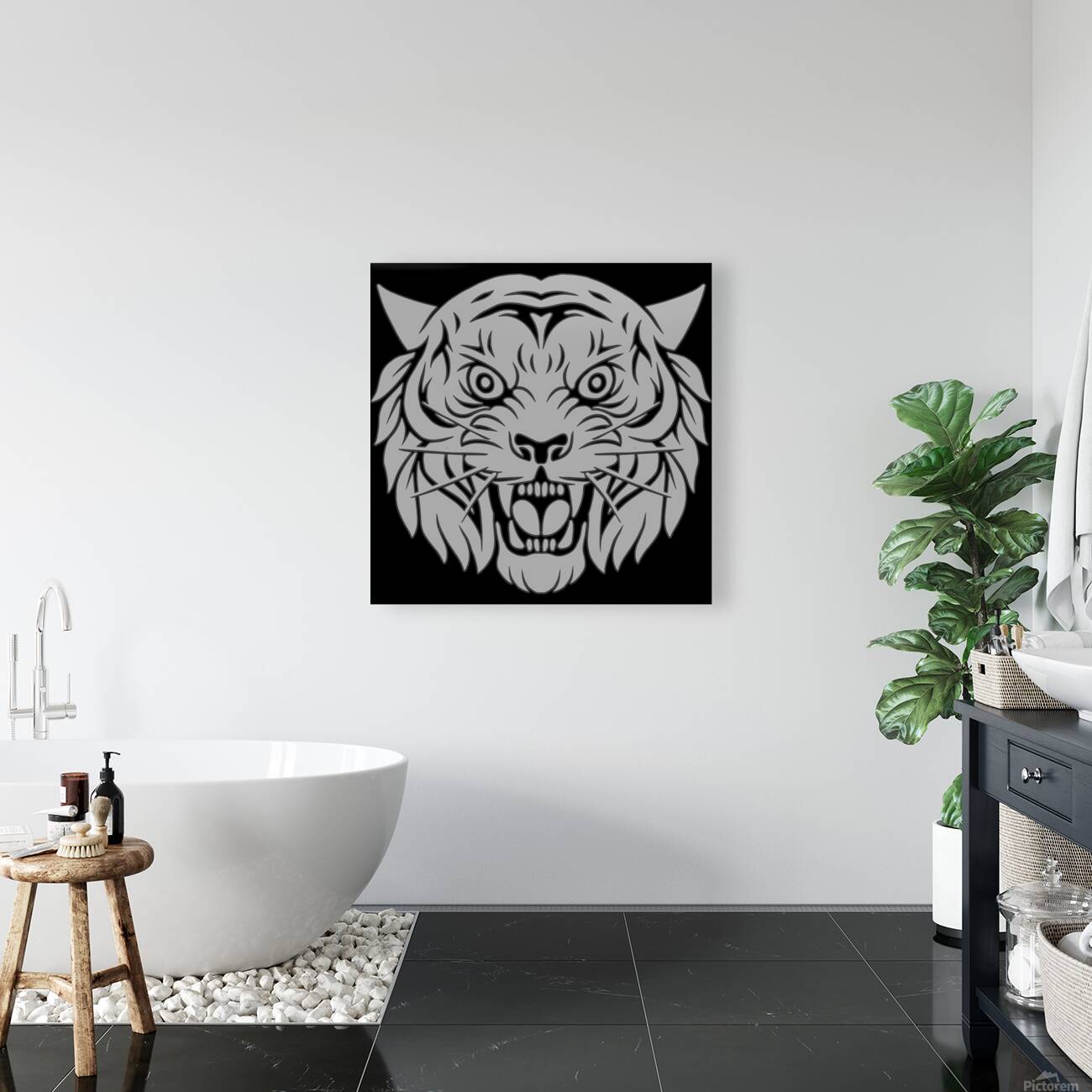 head tiger illustration white Reproduction