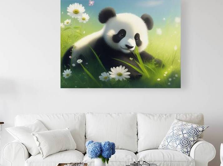 Baby panda sits all over the green grass 2 by Bayu Perkasa