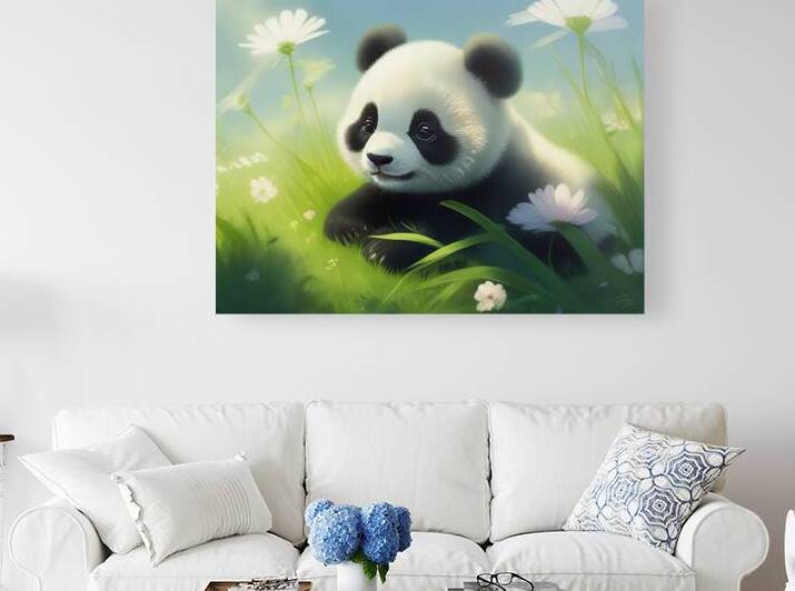 Baby panda sits all over the green grass 4 by Bayu Perkasa